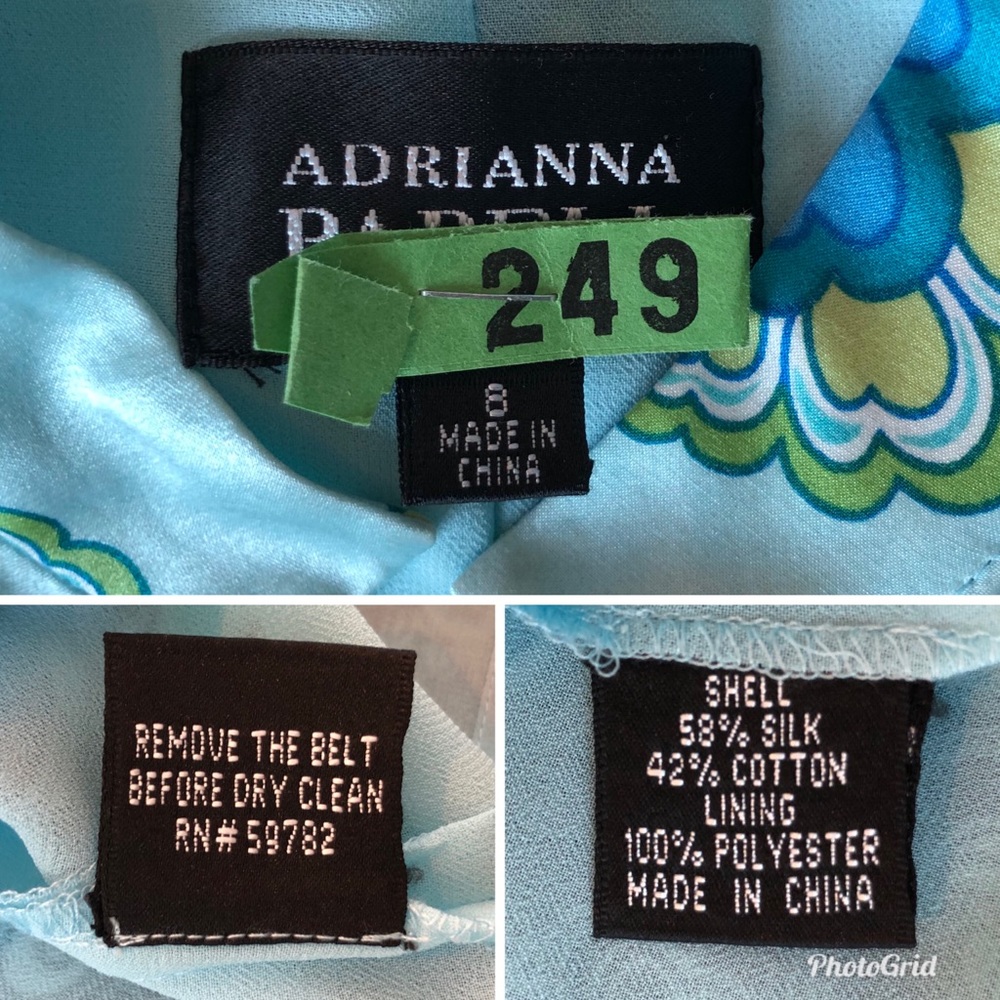 Adrianna Papell Blue Silk Blend Sleeveless Dress, size 8 - Picture 8 of 8